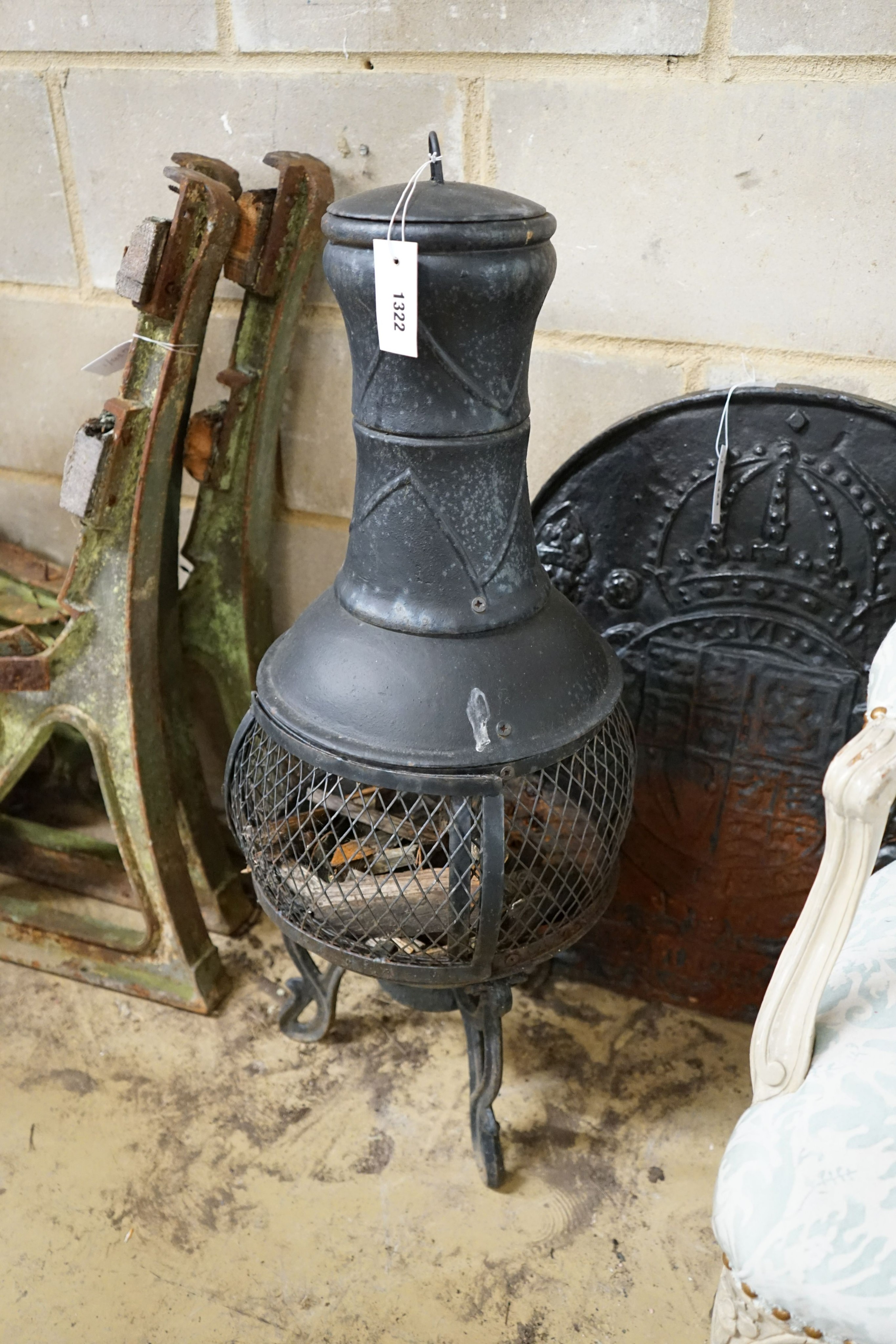 A cast metal chiminea, height 82cm